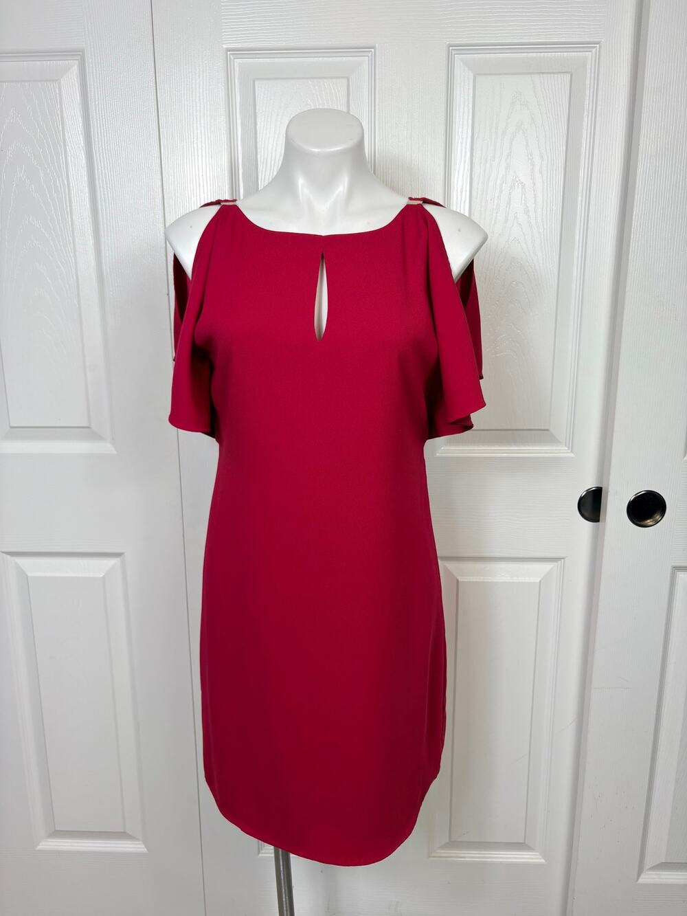 White House Black Market Pink Cold Shouloder Split Sleeve Shift Dress Size 6P